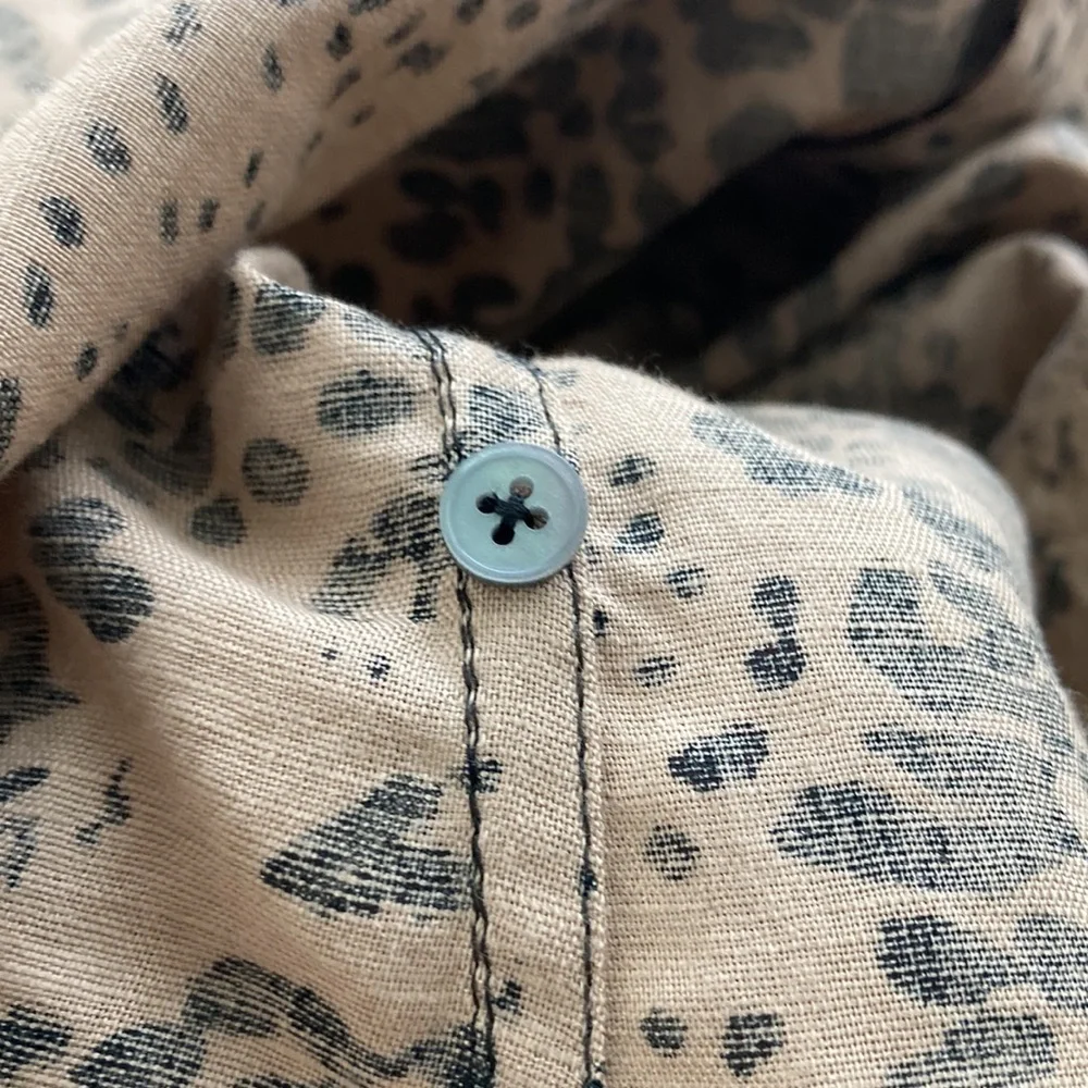 J. Crew Button-up Shirt in Leopard Print Ashen Black Long Sleeve